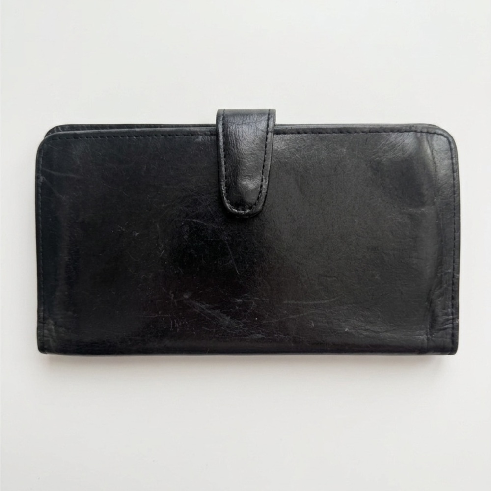 Vintage Coach Slim Bifold Classic Black Leather Snap Wallet